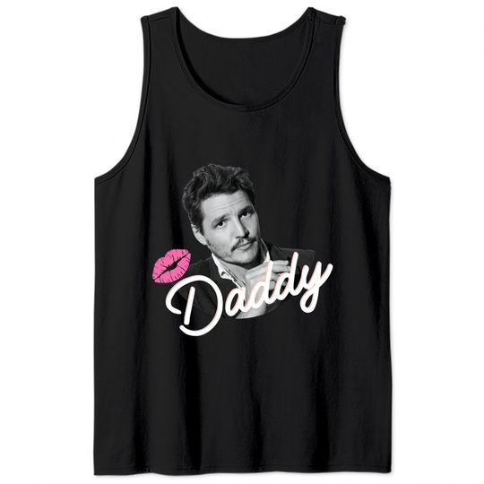 Pedro Pascal Tank Tops - Daddy - Pink Lips - Pedro Pascal Crewneck Tank Tops
