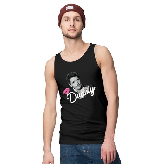 Pedro Pascal Tank Tops - Daddy - Pink Lips - Pedro Pascal Crewneck Tank Tops