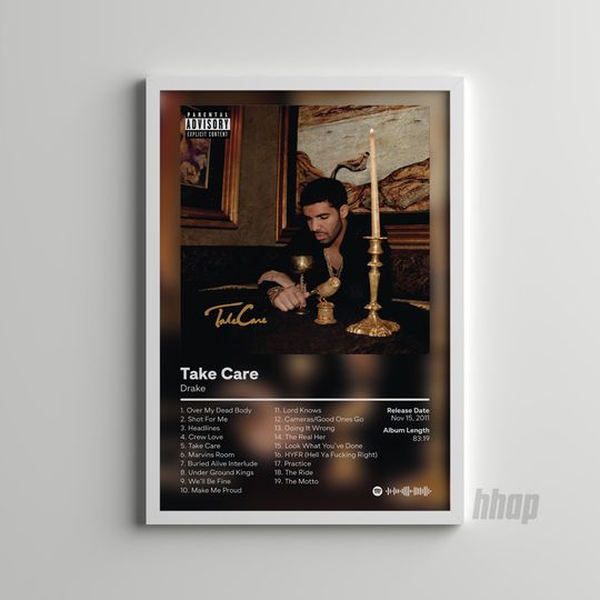 Drake - Take Care - Hip Hop Print - Album Cover Poster
