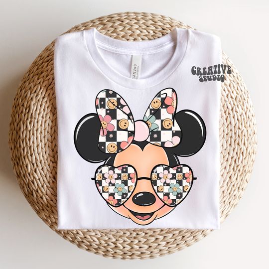 Floral Minnie Shirt, Minnie Checkerboard Shirt, Minnie Design Shirt