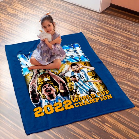 Lionel Messi World Cup Champion Baby Blankets
