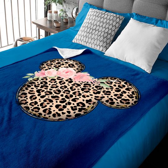 Disney Floral Minnie Leopard Baby Blankets, Disney Vacation Baby Blankets, Disney Minnie Mouse Baby Blankets
