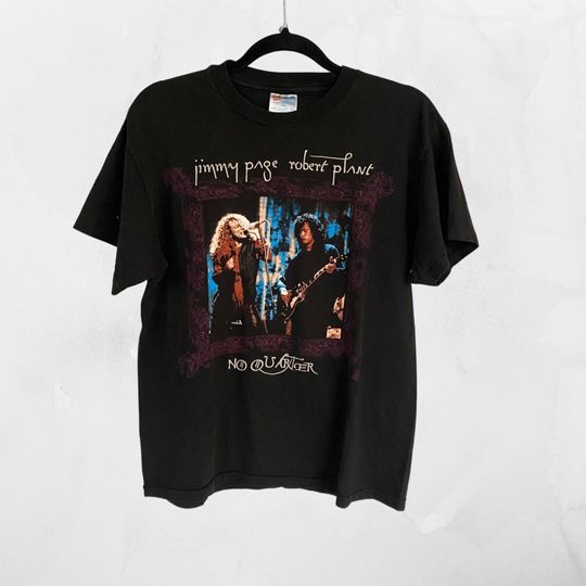 Vintage Jimmy Page Robert Plant No Quarter World Tour T Shirt