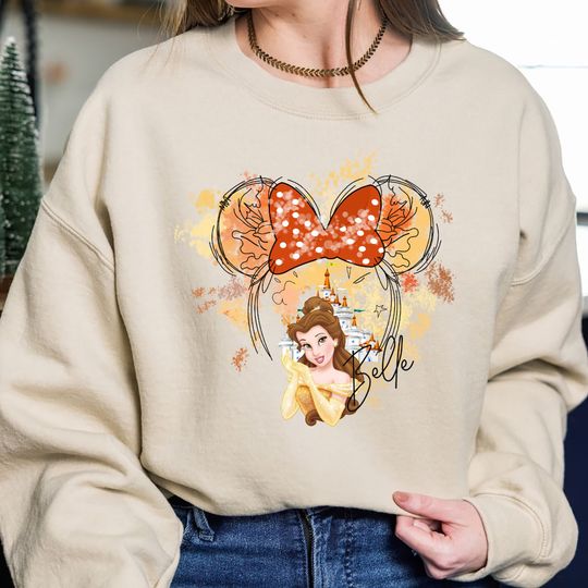 Belle Princess Sweatshirt, Watercolor Disney Princess Sweatshirt