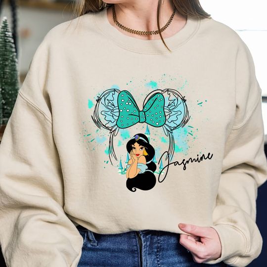 Princess Jasmine, Jasmine Sweatshirt, Watercolor Disney Castle Sweatshirt