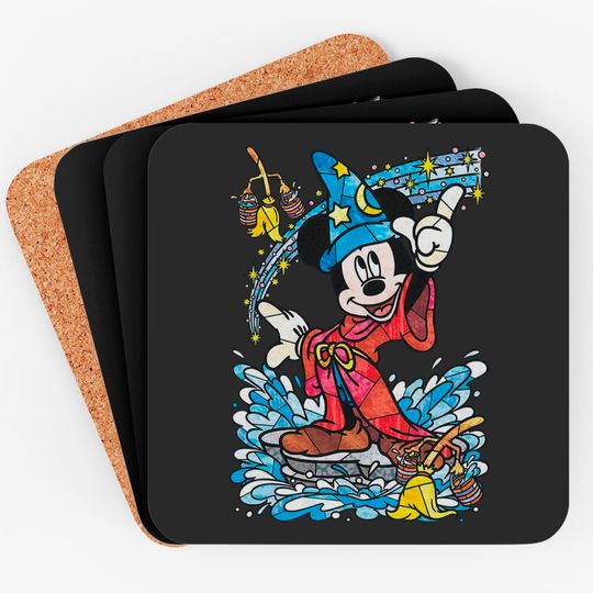 Comfort Colors Disney Fantasia Sorcerer Mickey Mouse Magic Wizard Retro Coasters