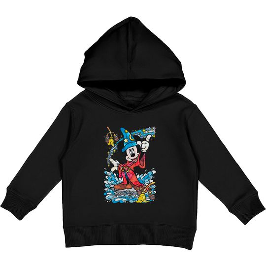 Comfort Colors Disney Fantasia Sorcerer Mickey Mouse Magic Wizard Retro Kids Pullover Hoodies