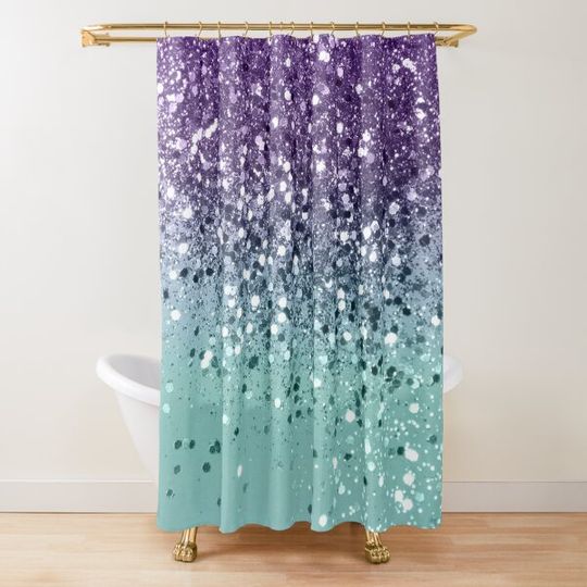 Discover Purple Teal Mermaid Ocean Glitter #1 (Faux Glitter) #shiny #decor #art Shower Curtain