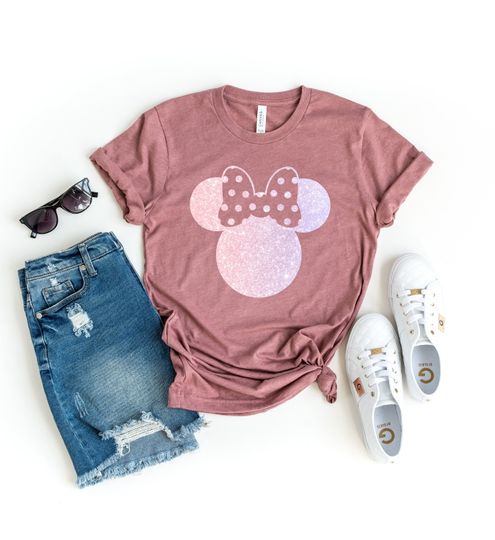 Disney Shirts, Minnie Ear Shirt, Glitter Rose Gold Minnie Shirt, Cute Ear Shirt, Disney Shirt