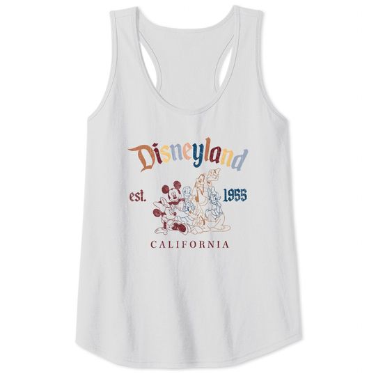 Vintage Disneyland Est 1955 Tank Tops, Retro Mickey And Friends Matching Tank Tops