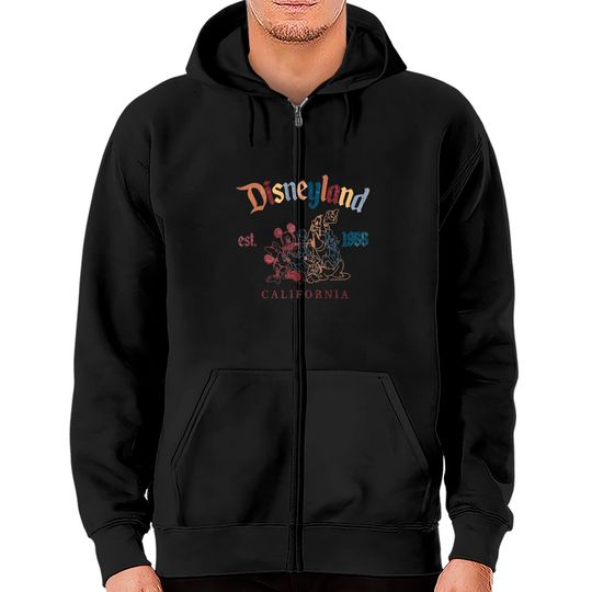 Vintage Disneyland Est 1955 Zip Hoodies, Retro Mickey And Friends Matching Zip Hoodies