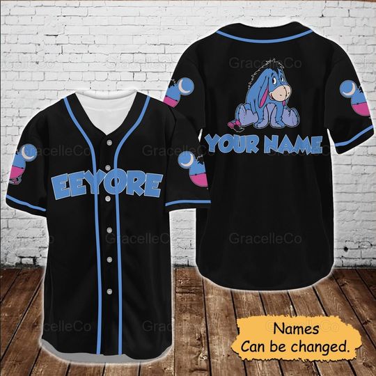 Eeyore Custom Baseball Jersey Shirt, Disney Eeyore Jersey Shirt, Disney Trip Baseball Shirt, Eeyore Donkey Disney Tee, Funny Disney Shirt.