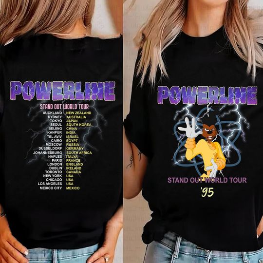 Disney Powerline Goofy Movie Sweatshirt, Powerline Stand Out World Tour 95 T Shirt