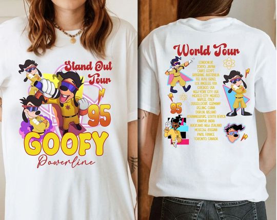Two-sided Retro 90s Disney A Goofy Powerline Stand Out Tour 94 T Shirt