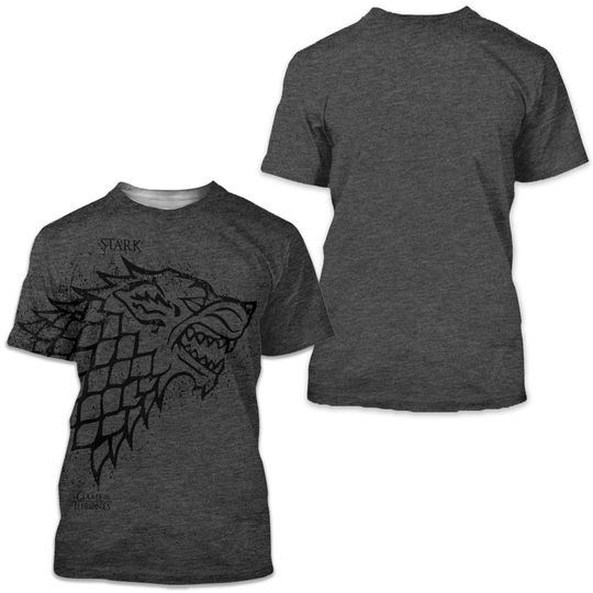 Game Of Thrones House Stark Charcoal Sublimation Shirts