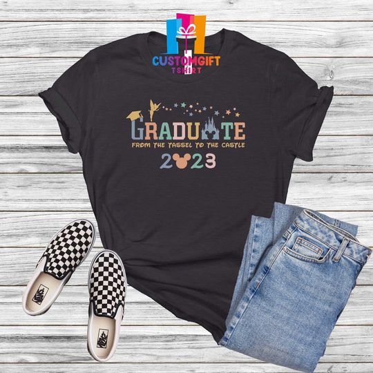 Discover Graduate From The Tassel To The Castle 2023 T-shirt, Disney Graduation Shirt, Mickey Mouse Shirt