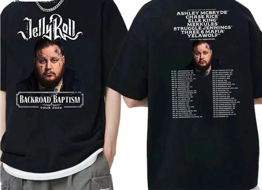 Jelly Roll 2023 Tour Shirt, Jelly Roll Backroad Baptism 2023 T-shirt