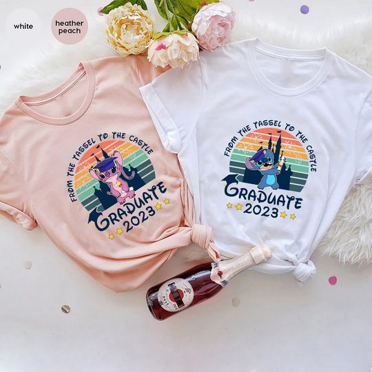 Stitch and Angel Graduation Shirt, Disney Graduate Shirt, Disney School Shirt