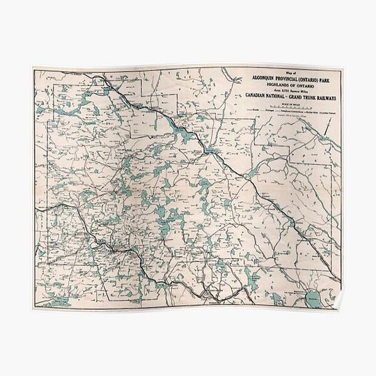 Discover 1922 Algonquin Park Ontario Vintage Map Premium Matte Vertical Poster
