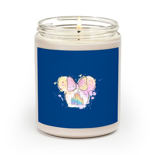 Disney Minnie Ears Castle Watercolor Scented Candles, Disney Scented Candles for Women, Disney Family Vacation 2023 Scented Candles