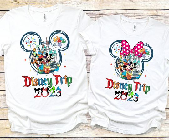 2023 Disney Trip T-Shirt, Disneyland Disneyworld Trip Shirt, Minnie Mickey & Friends Matching Family Disney Vacation Tees