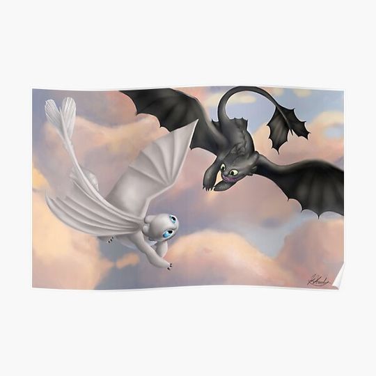 Toothless and his Lightfury Premium Matte Vertical Poster