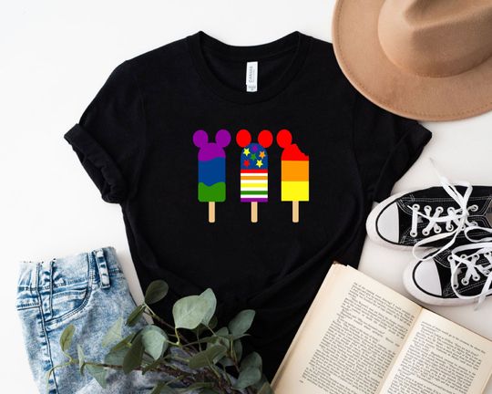 Rainbow Mickey Ears Disney Shirt, Disney Popsicles Gay Pride Shirt, LGBTQ Shirt