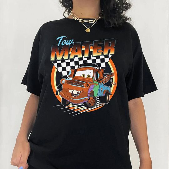 Retro 90s Tow Mater Checkerboard Racing Shirt