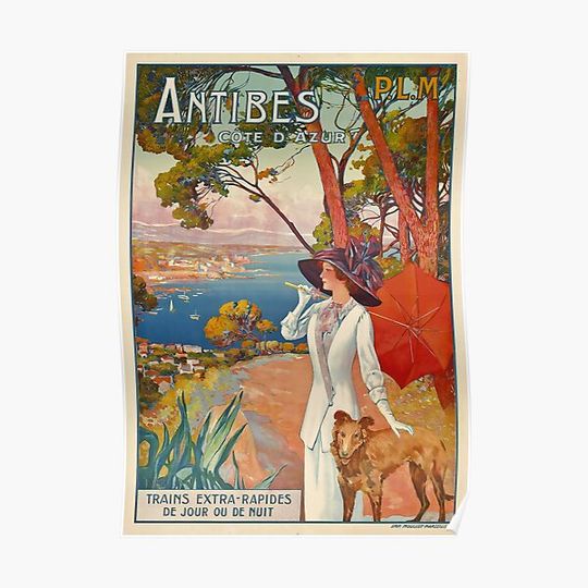 Discover Antibes Cote d Azur vintage travel poster Premium Matte Vertical Poster