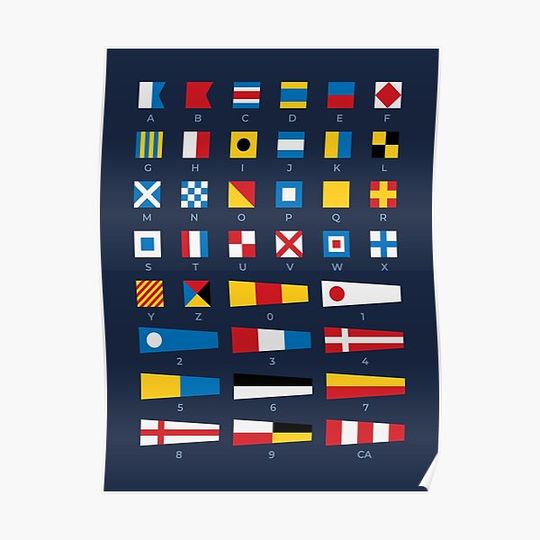Discover Nautical Maritime Signal Flags Alphabet poster Premium Matte Vertical Poster