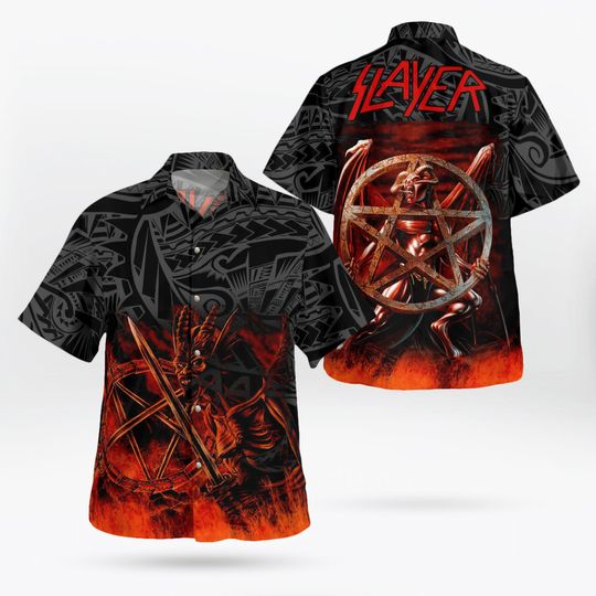 Slayer Band Aloha Tribal Tropical Hawaii Shirt Aloha Shirt
