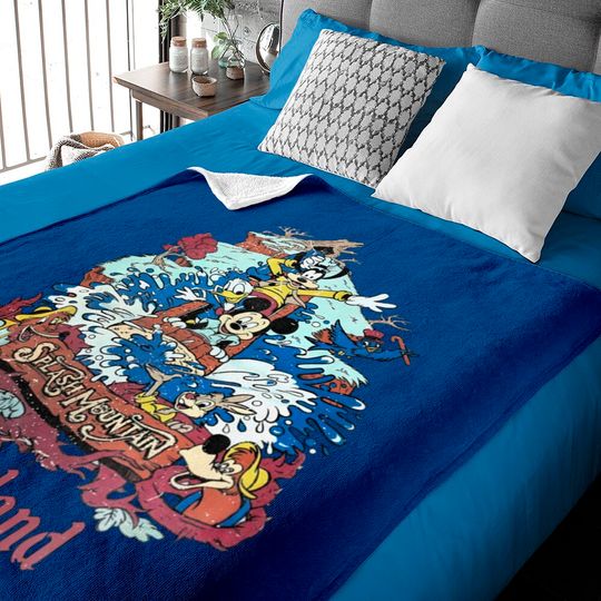 Retro Disneyland Splash Mountain Baby Blankets, Mickey and Friends Baby Blankets, Disney Trip Baby Blankets