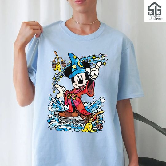 Disney Fantasia Sorcerer Mickey Mouse Magic Wizard Retro Shirt, Magic Kingdom T-shirt Family Birthday Gift