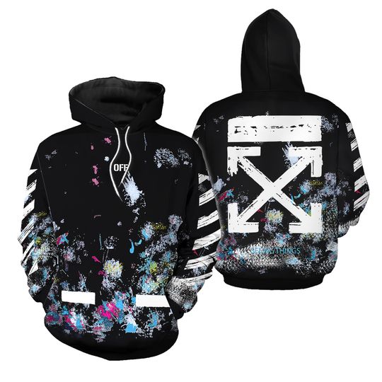 Discover Black Striped Arrowed Graffiti Hoodie
