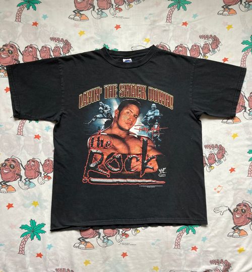 Vintage 90s The Rock Layin the Smack Down WWF T-shirt