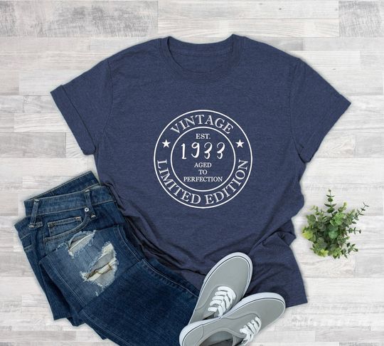 Discover Vintage 1933 Limited Edition Shirt, 90th Birthday Gifts, Retro 1933 Birthday Tee, 90th Birthday party, Aged To Perfection Shirt, 1933