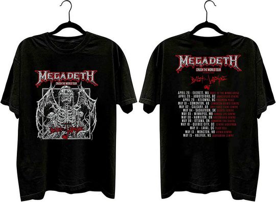 Megadeth Band Shirt Crush The World Tour Shirts Megadeth Tour 2023 Shirt Megadeth 2 Sides T-shirt