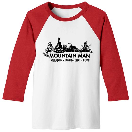 Mountain Man Disney World Baseball Tees, Disney World Baseball Tees, Space Mountain Baseball Tees, Splash Mountain Baseball Tees