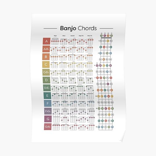 Discover Banjo Chord Chart Premium Matte Vertical Poster