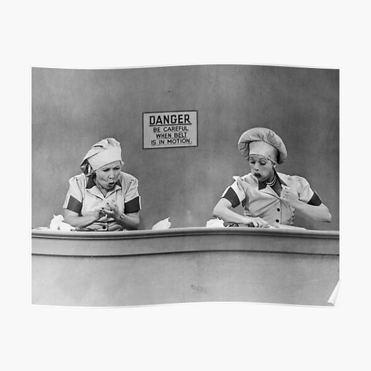 Discover Lucille Ball and Vivian Vance in the Chocolate Factory Premium Matte Vertical Poster