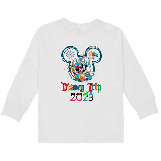 Custom Disney Trip 2023 Kids Long Sleeve T-Shirts, Disney Vacation 2023 Kids Long Sleeve T-Shirts
