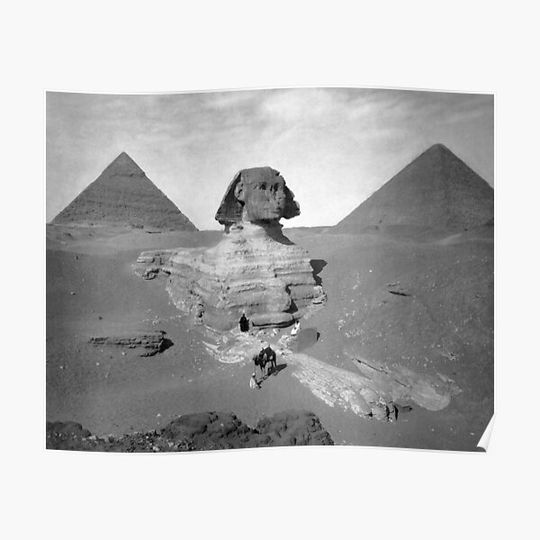 Discover The Great Sphinx & Pyramids, 1878. Vintage Photo Premium Matte Vertical Poster