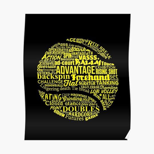 Discover Tennis Ball Word Cloud Tennis Gift Word Tags Tennis Art Design For Tennis Players Premium Matte Vertical Poster