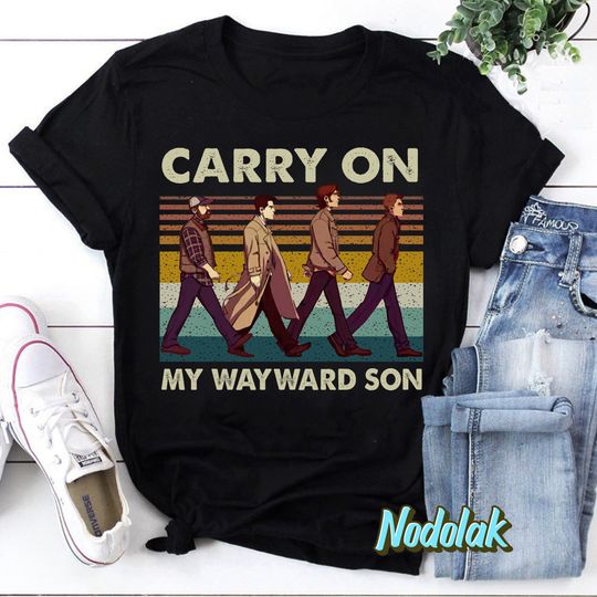 Supernatural Carry On My Wayward Son Vintage T-Shirt, Abbey Road Shirt, Supernatural Shirt