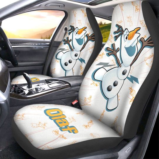 Cute Olaf 3D All Over Printed Car Seat Cover, Cartoon Art Inspired Seat Covers
