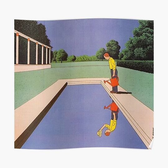 Discover Guy Billout Reflection in Pool Print Premium Matte Vertical Poster