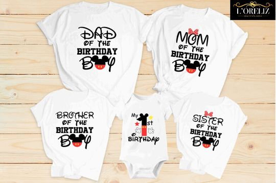 Disney Birthday Family Shirts, Mickey Mouse Birthday Shirts, Dad of the birthday boy, Mom of the Birthday Boy
