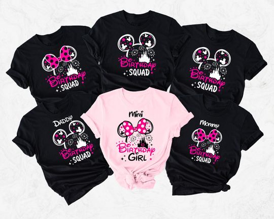 Custom Disney Birthday Shirt, Minnie Mickey Birthday Squad, Disney Birthday Family Shirt, Birthday Shirts