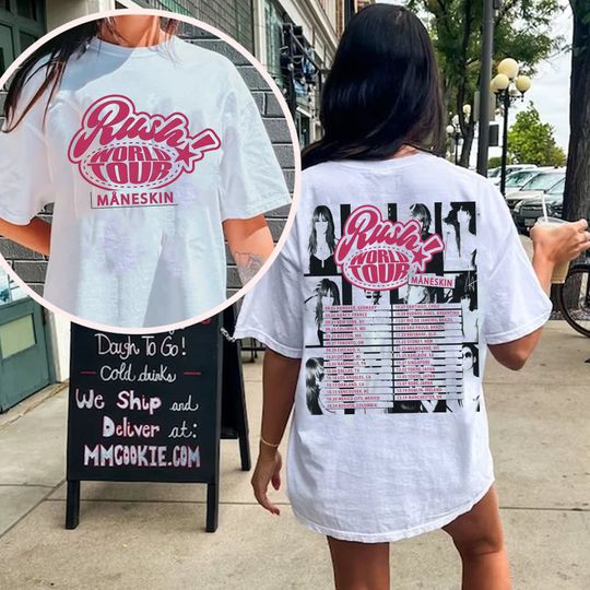 2 Sided Maneskin Rush World Tour 2023 Merch, Maneskin Tour 2023 Concert T-Shirt