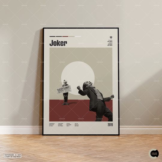 Joker, Joaquin Phoenix, Todd Phillips, Retro Movie Poster, Midcentury Modern